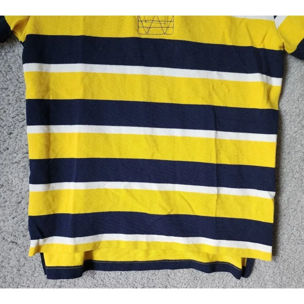 Ralph Lauren Yellow Blue Striped‎ Short Sleeve Rugby Polo Shirt Youth Size XL